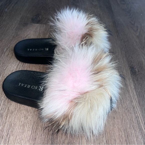 Real Fox Fur Slides Sandals - Picture 3 of 3